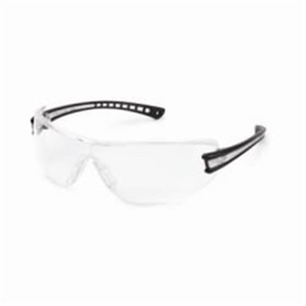 Exotic Luminary Lightweight Safety Glasses with Wraparound Clear Anti-Fog Lens; Black Temple EX324062